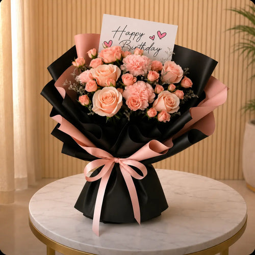 Birthday Flower Elegant Black