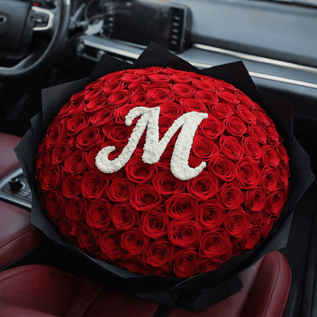 Customized Letter – Red Roses Bouquet