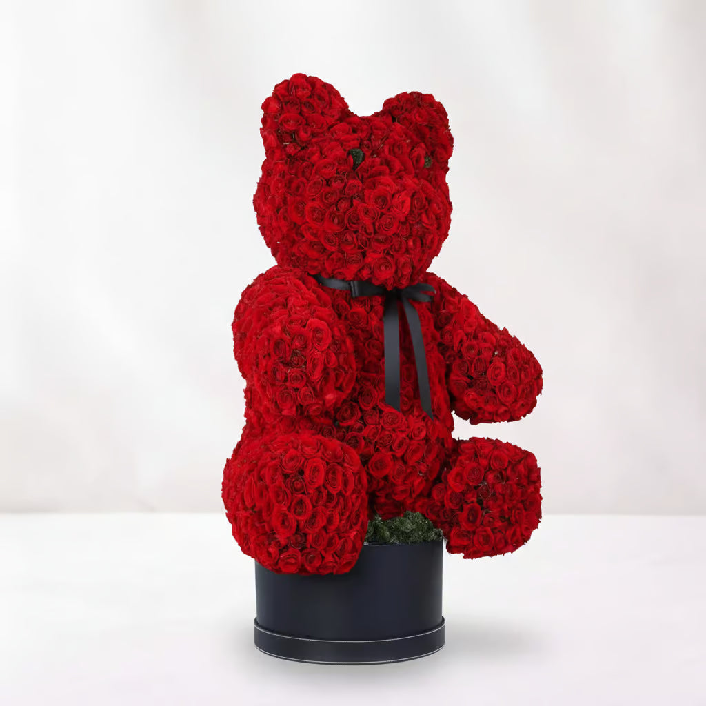 Red Spray Rose Teddy Valentine Arrangement