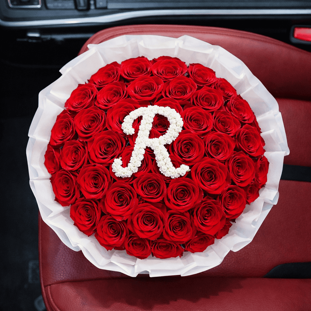 Customized Letter – Red Roses Bouquet