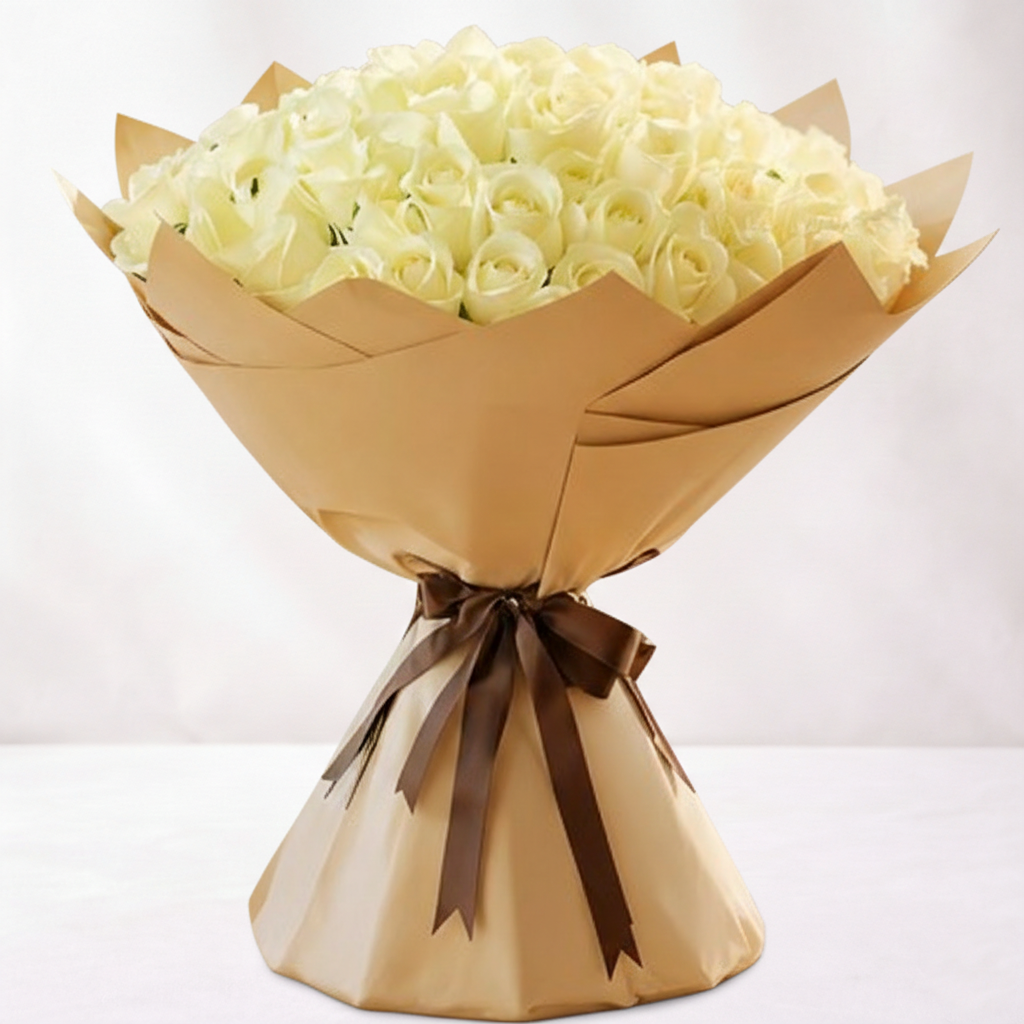 Bouquet of 100 White Roses