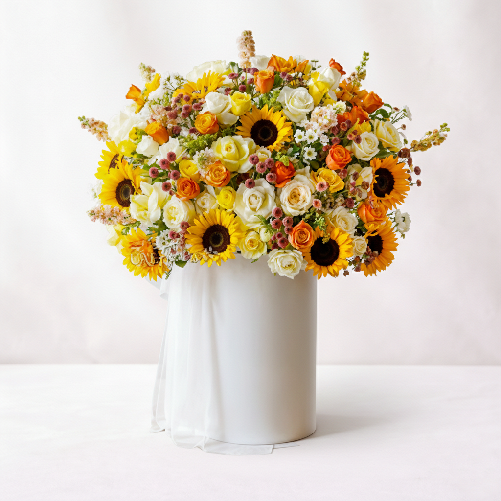 Roses and Sunflowers in Box
