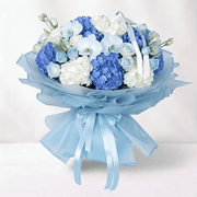 Blue & White Hydrangea Rose Orchid Bouquet