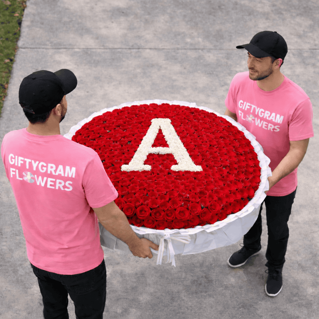 Customized Letter – Red Roses Bouquet