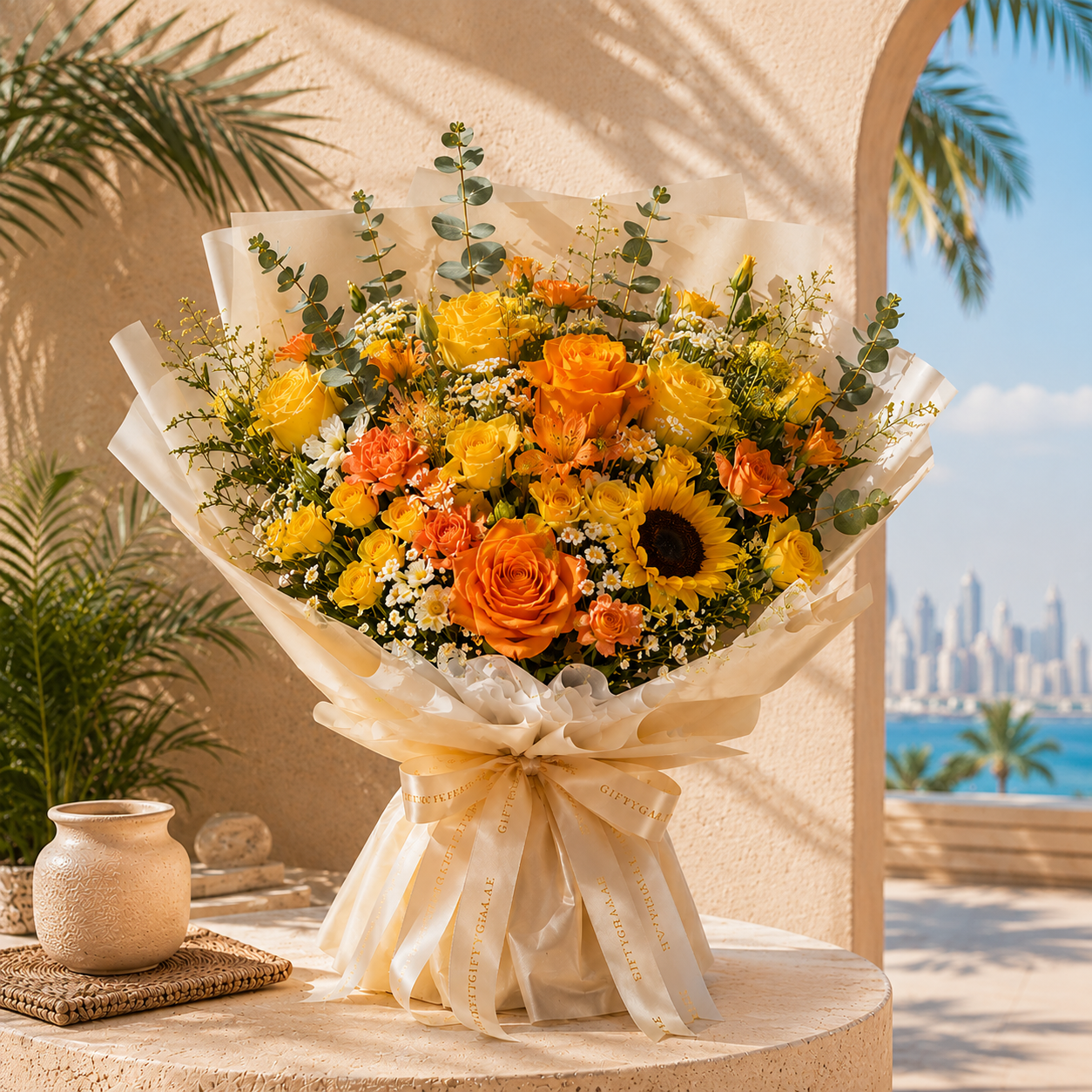 Heart-shaped arrangement of fresh red roses