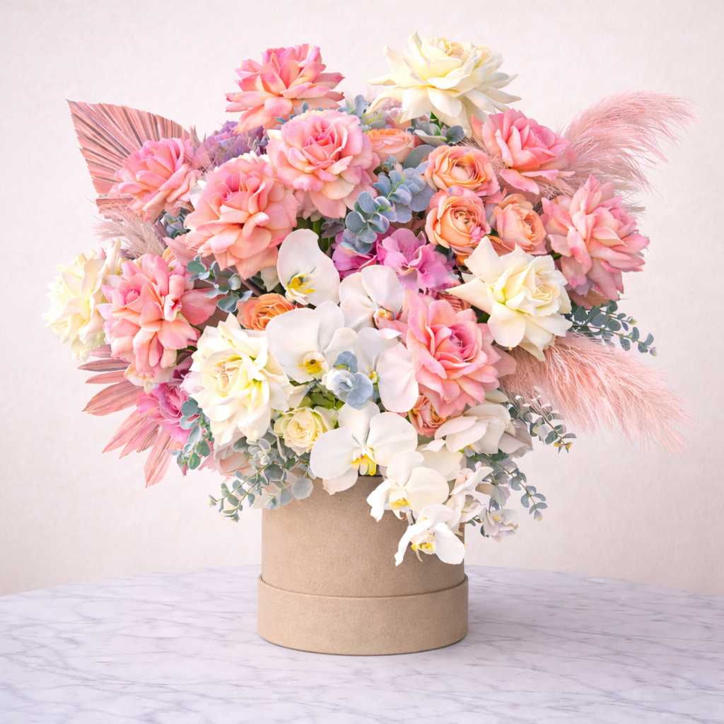 Pastel Bloom Luxury Box - Premium flower box with same day delivery in Dubai and UAE