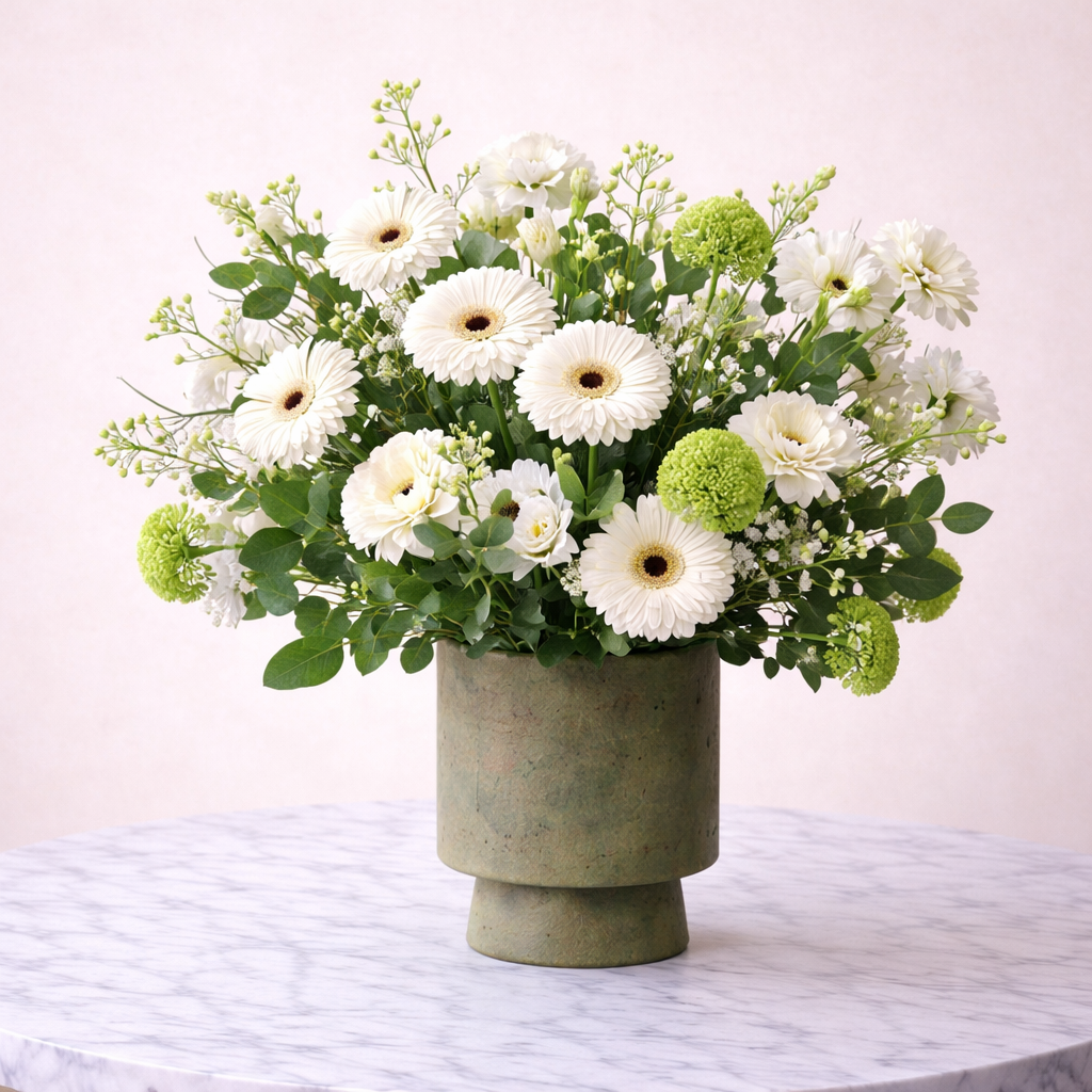 White Garden Fresh Vase - Premium vase arrangement with same day delivery in Dubai and UAE