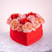 Scarlet & Blush Heart Box - Premium flower box with same day delivery in Dubai and UAE