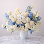 Blue & White Mix Flowers Vase - Premium vase arrangement with same day delivery in Dubai and UAE