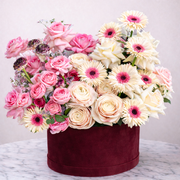 Pink & Ivory Mix Flowers Box - Premium flower box with same day delivery in Dubai and UAE