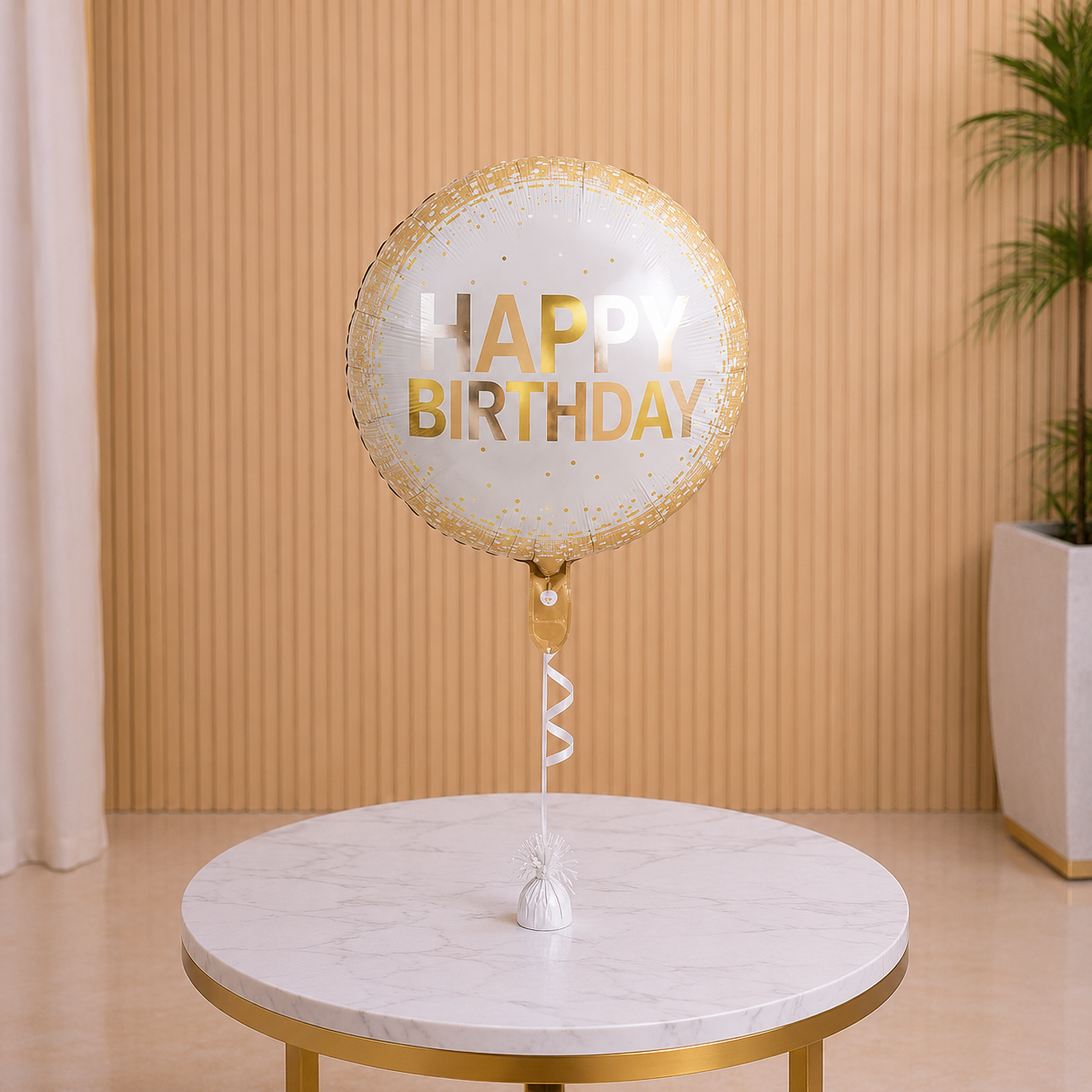 Birthday Helium Ballon - Gold & White helium balloon same day delivery Dubai