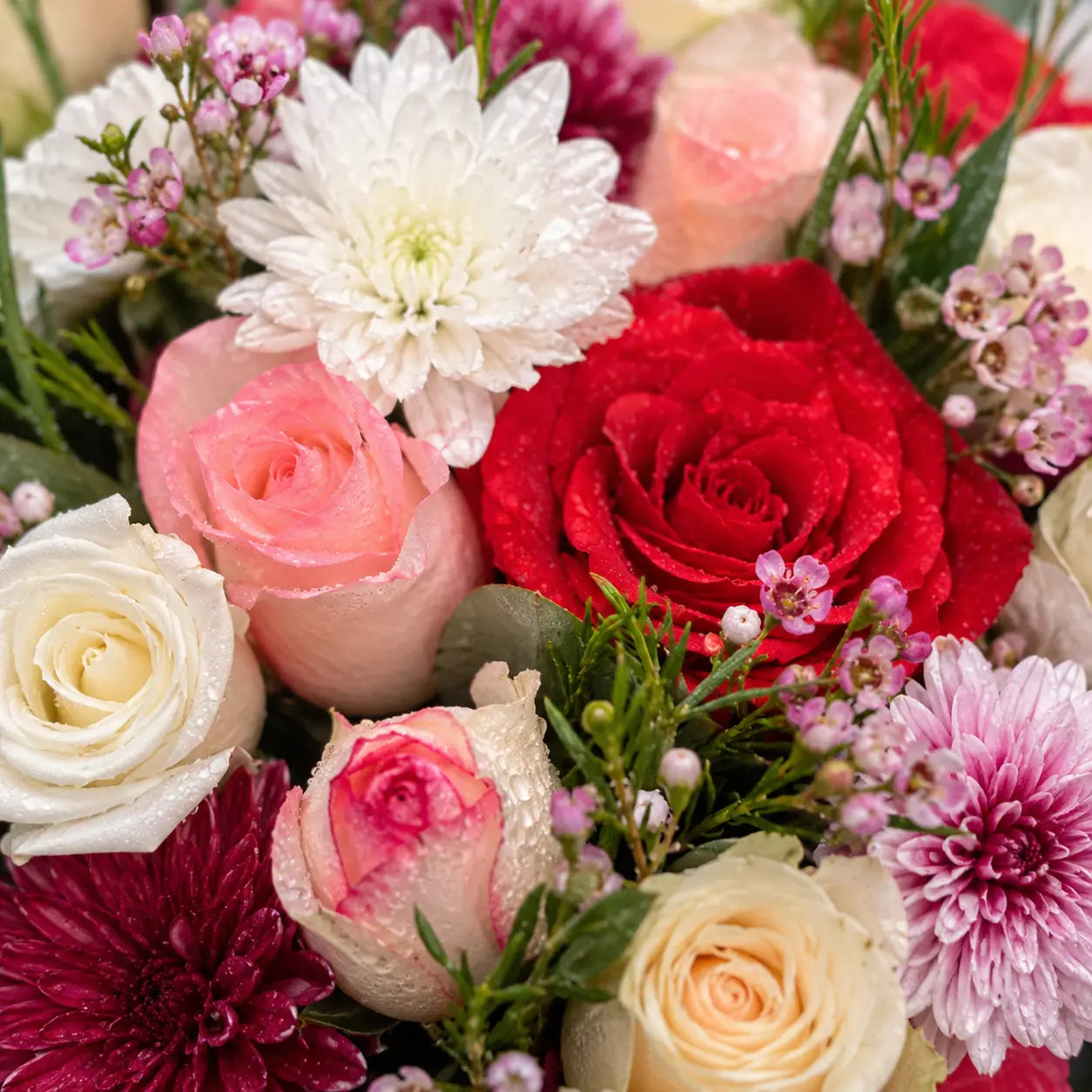 Birthday flower festival vase cluseup 