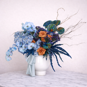 Blue & Peach Flower vas - Premium vase arrangement with same day delivery in Dubai and UAE
