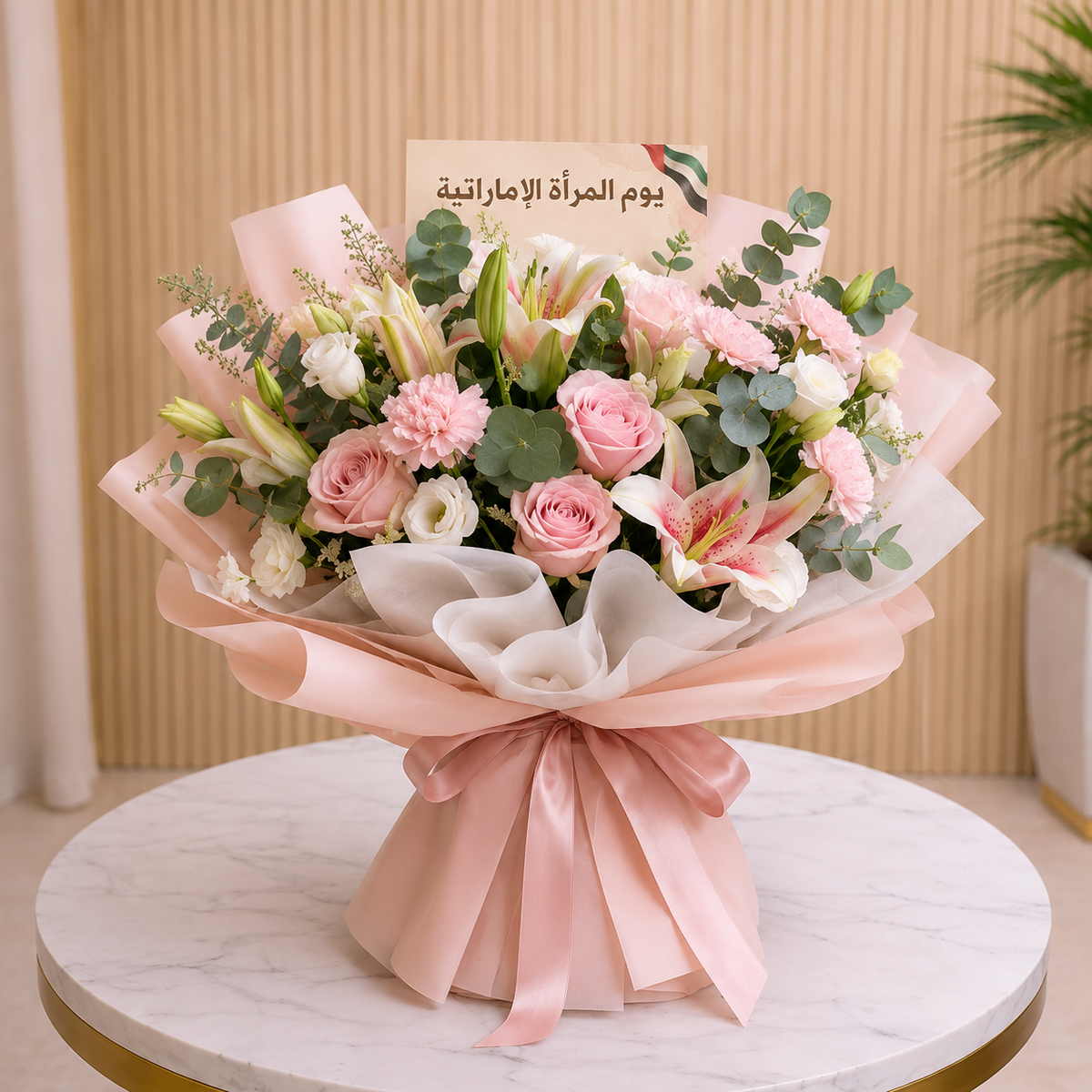 Blush Lily Garden Emirati Women's Day Bouquet same day delivery Dubai