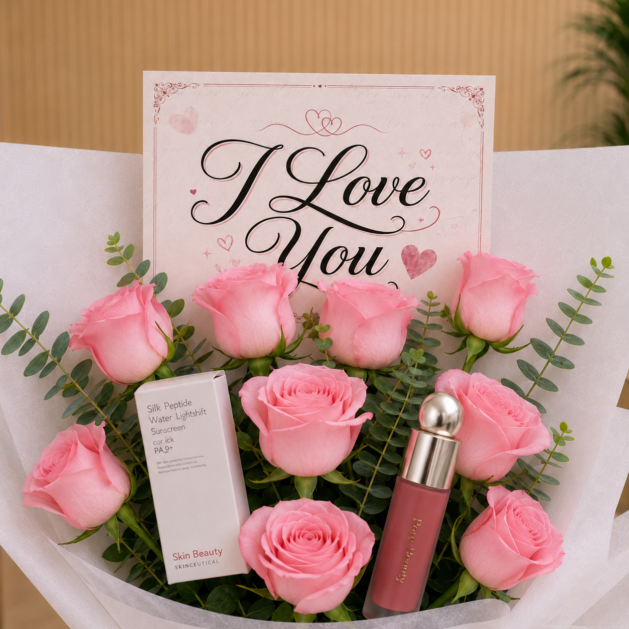 Pink Roses "I Love You" gift bouquet