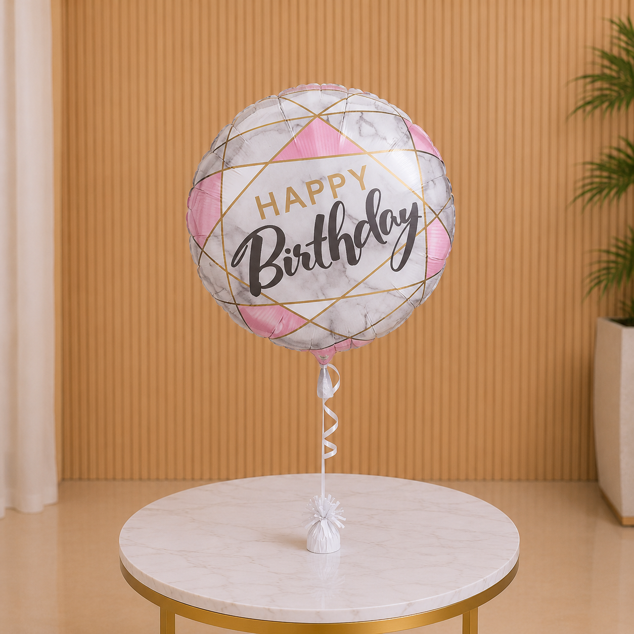 Birthday Helium Ballon - Pink & Grey helium balloon same day delivery Dubai
