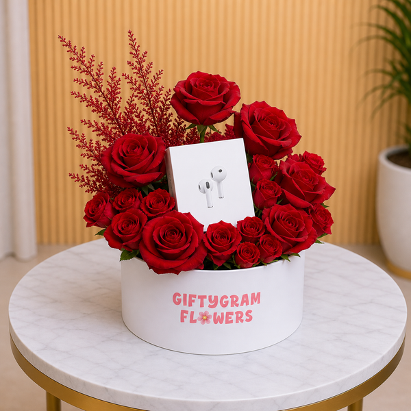 AirPods Pro 3 With Roses - Premium gift set with same day delivery in Dubai and UAE