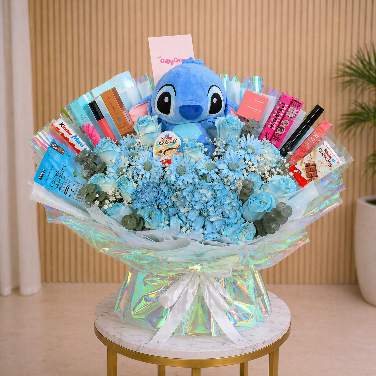 Luxury Makeup & Blue Stitch Bouquet