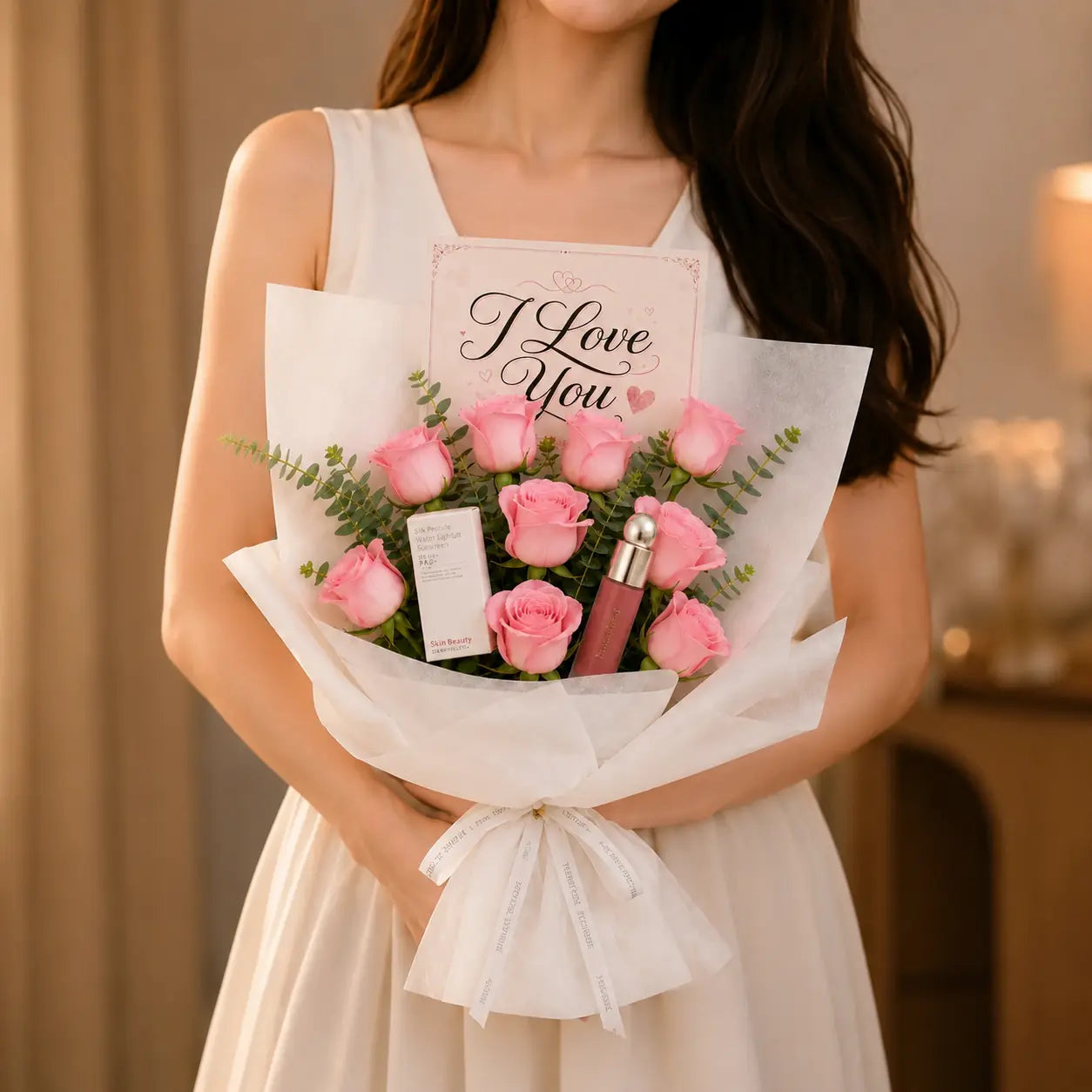 Pink Roses "I Love You" gift bouquet