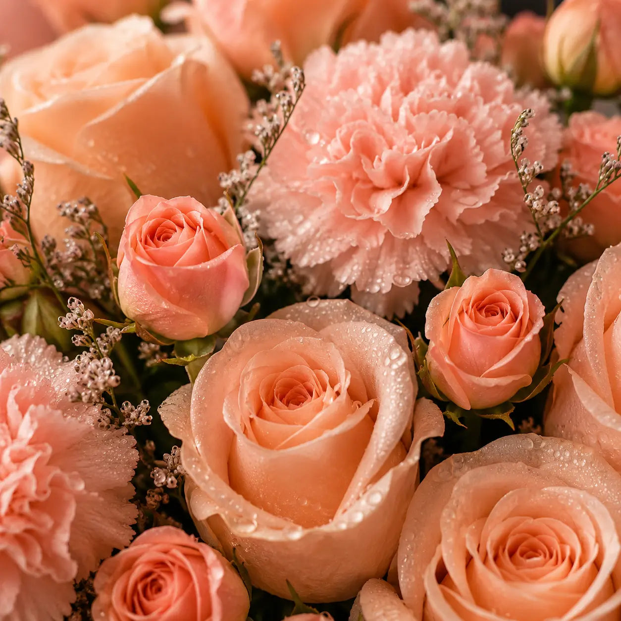Closeup Birthday Flower Elegant Black with pink flowersand roses