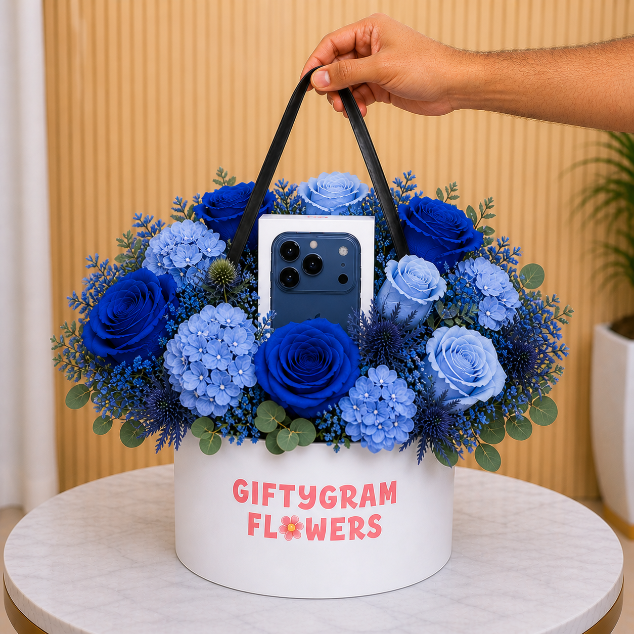 iPhone 17 Pro Max Deep Blue 5G (eSim Only) - International Version With Blue Flowers same day delivery Dubai