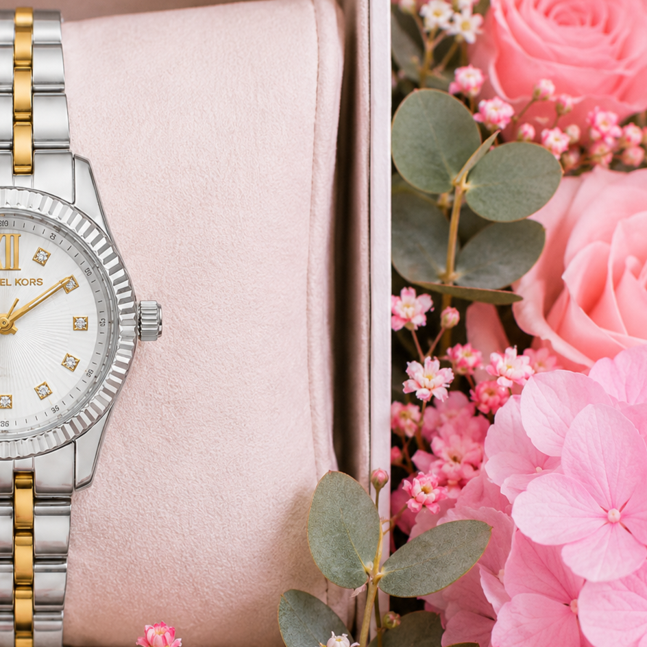 Gifts for Women - Lexington Analog Watch With Pink Flowers