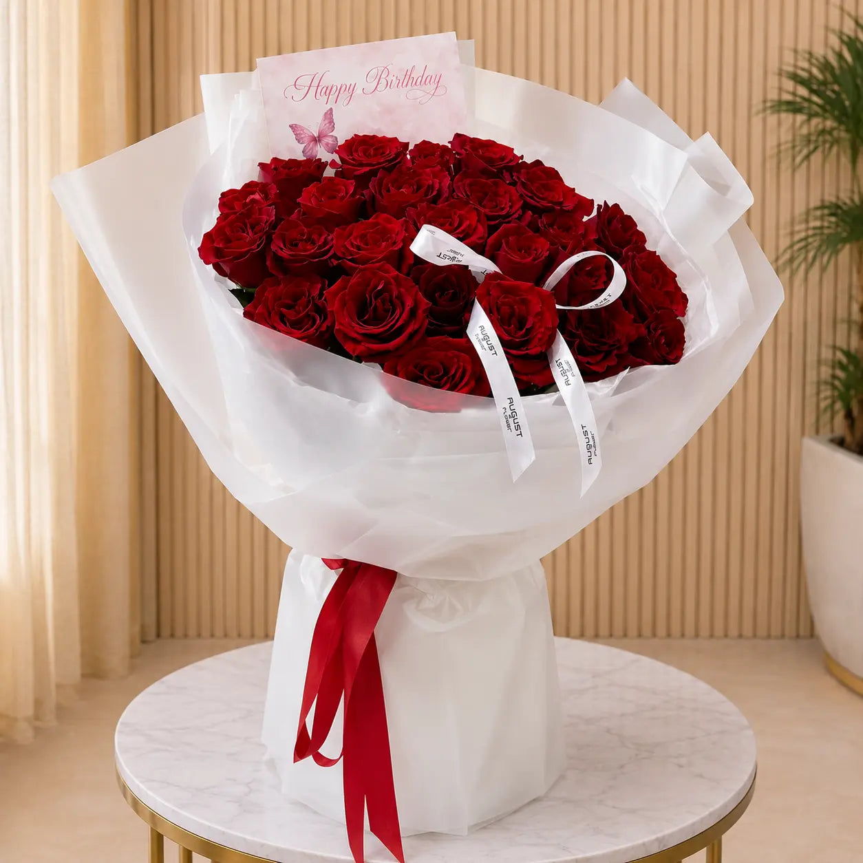 Happy Birthday Flower Large Red Bouquet