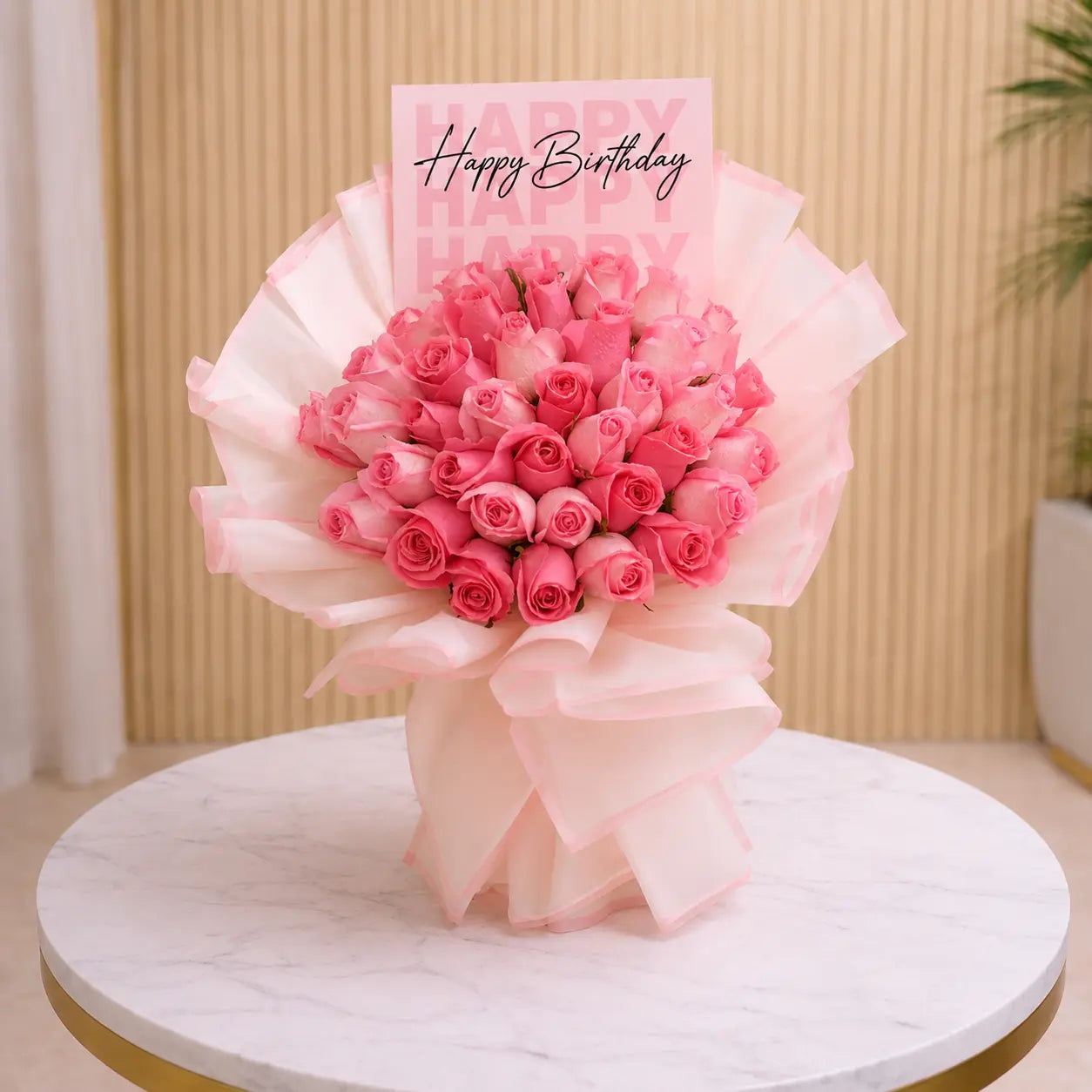 Happy Birthday Pink Roses Special Bouquet same day birthday delivery Dubai and UAE