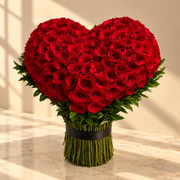 Heart on Fire — Heart-Shaped Red Roses Bouquet (100 Roses) – premium flowers same day delivery Dubai