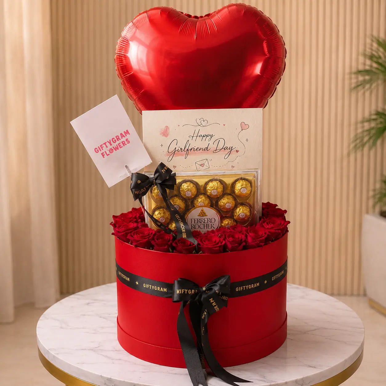 Love Flower Box and Chocolate premium gift box same day delivery Dubai