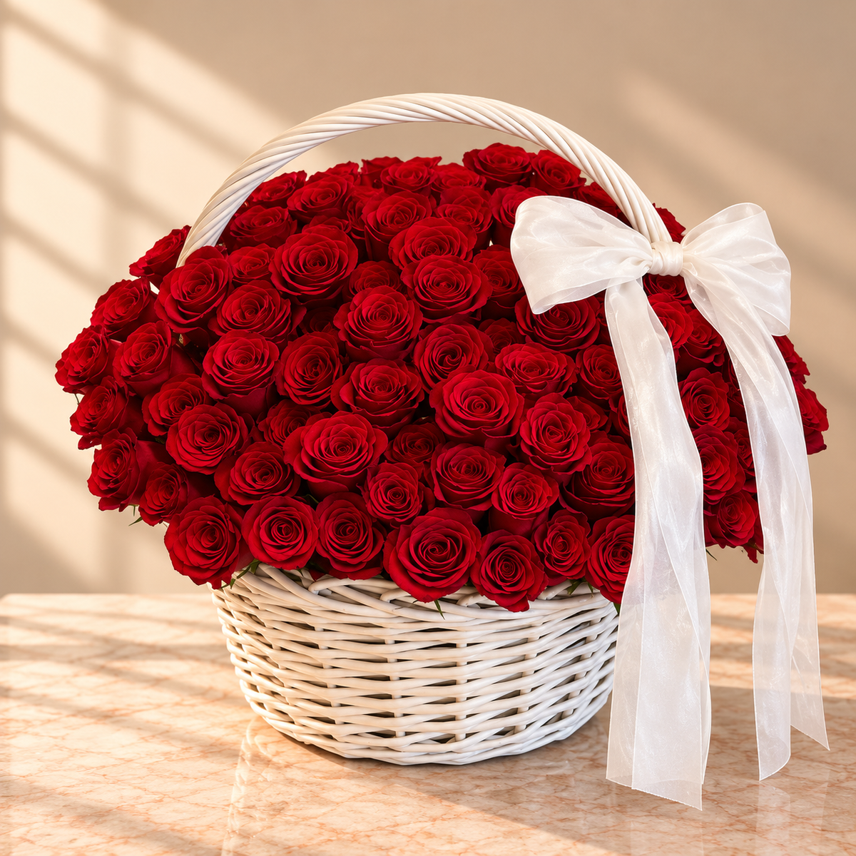 Head Over Roses — Luxury Red Roses Basket – premium flowers same day delivery Dubai
