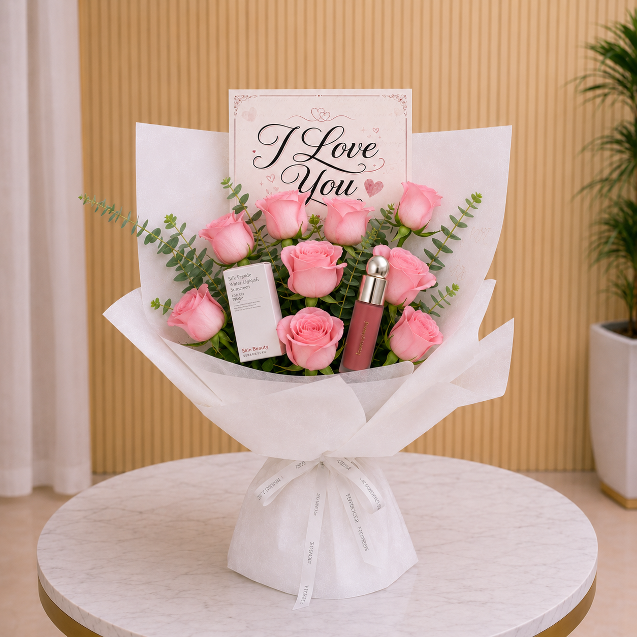 Pink Roses "I Love You" gift bouquet romantic bouquet same day delivery Dubai