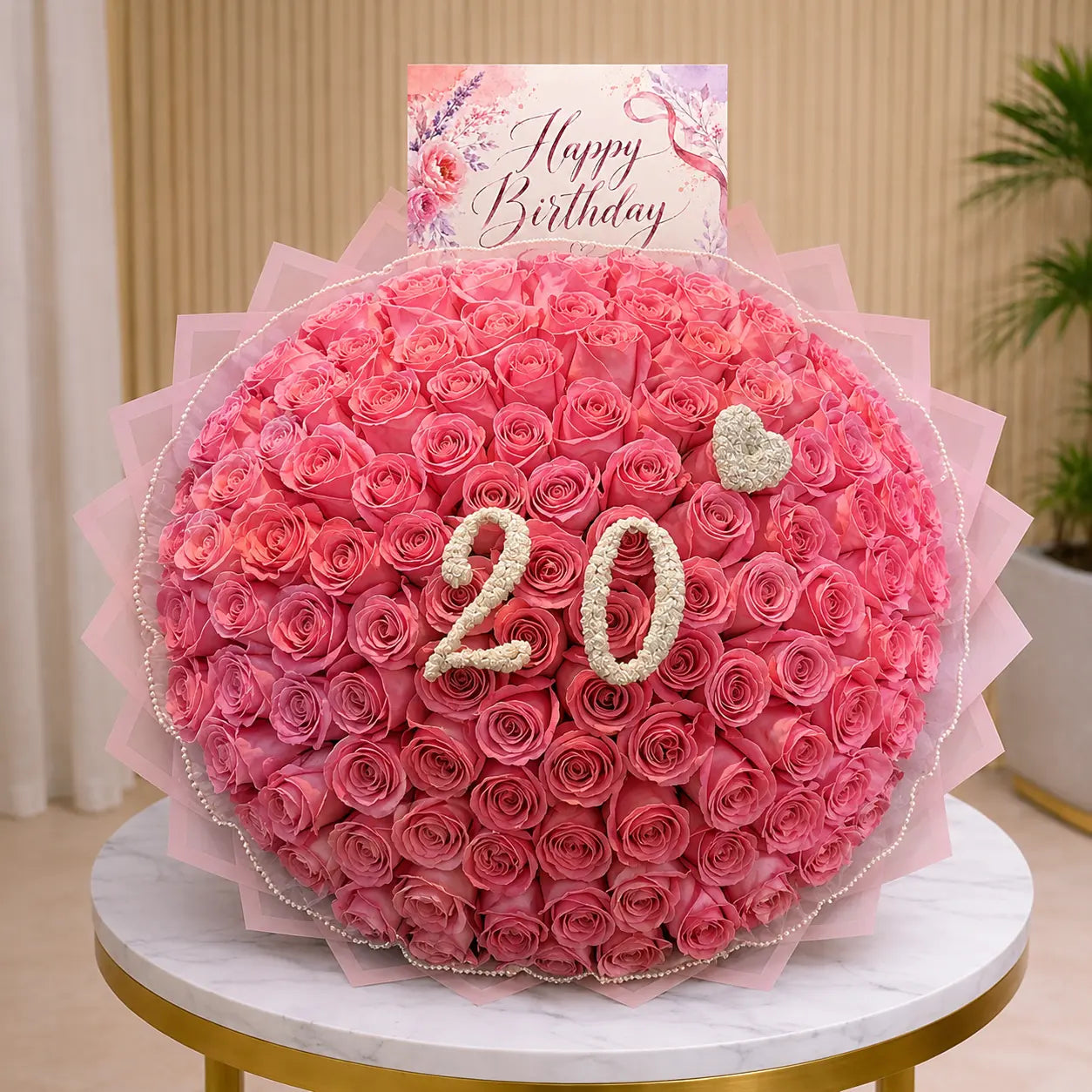 Pink Birthday Flower XL bouquet with numbers on it