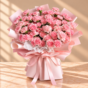 Sweet Surrender — Pink Carnation Bouquet with Pearls – premium flowers same day delivery Dubai