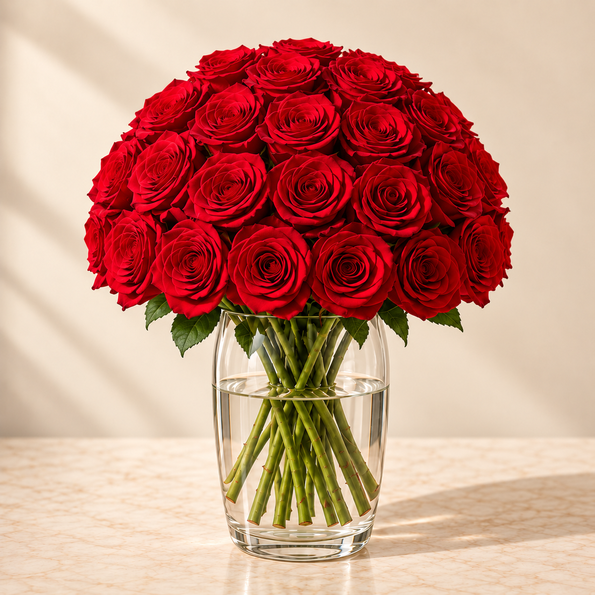 Kiss Me Again — Red Roses in a Glass Vase – premium flowers same day delivery Dubai