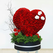 Romantic Rose Heart with Orchids