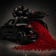 Royal Red Roses Car Decor with Giant Bow luxury flower car decoration Dubai