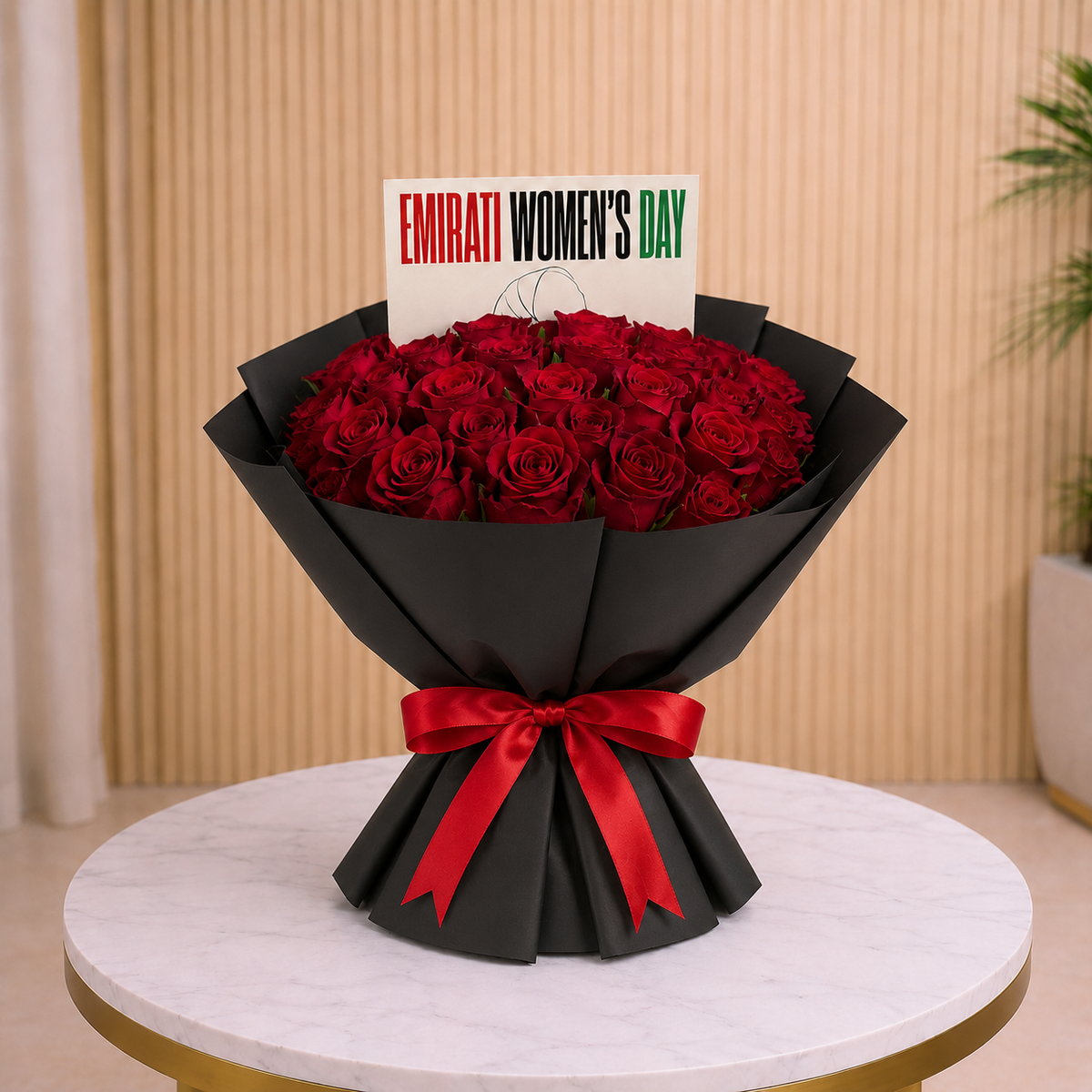 Scarlet Noir Roses Emirati Women's Day Bouquet same day delivery Dubai