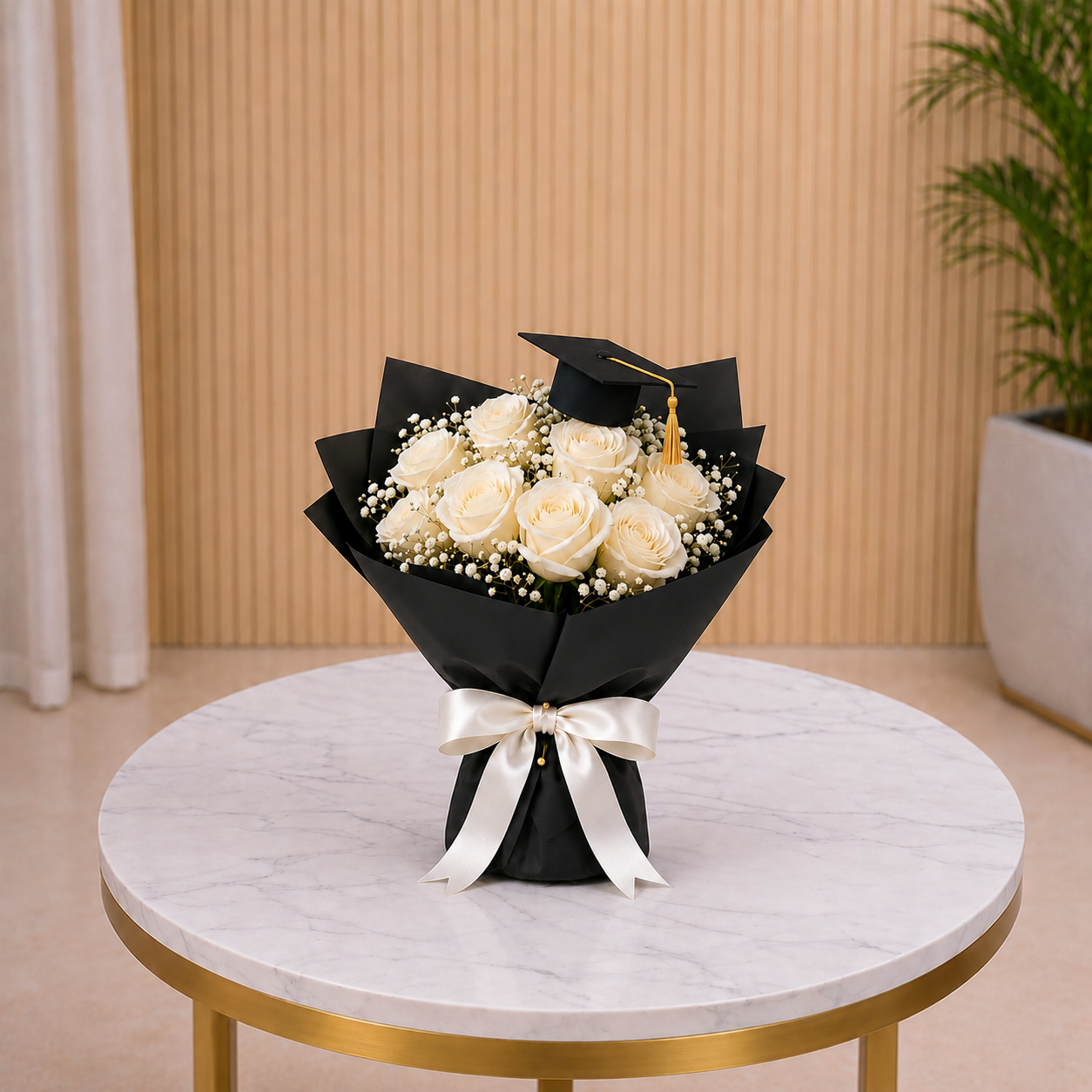 White Roses Graduation Bouquet graduation bouquet with same day delivery Dubai and UAE
