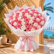 Classic Pink & White Rose Bouquet