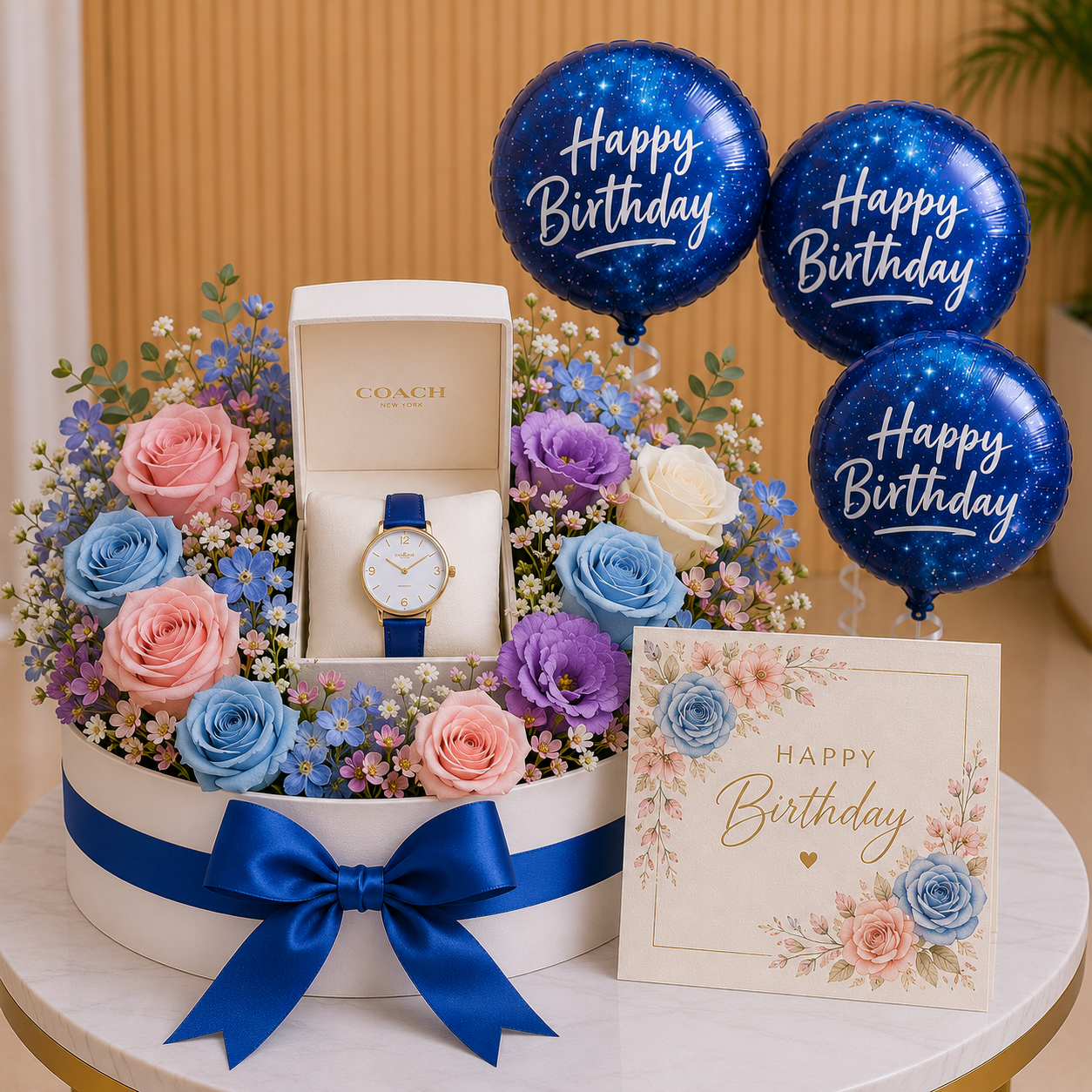 Women Birthday Gift - Women's Analog Round Shape Leather Coach Watch premium gift with same day delivery Dubai