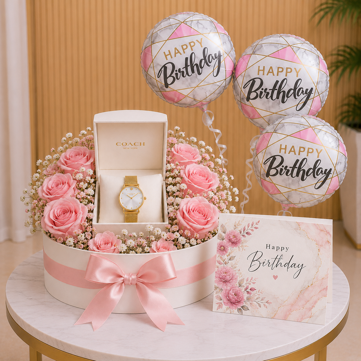 Women Birthday Gift - Women's Analog Round Shape Stainless Steel Coach Watch premium gift with same day delivery Dubai
