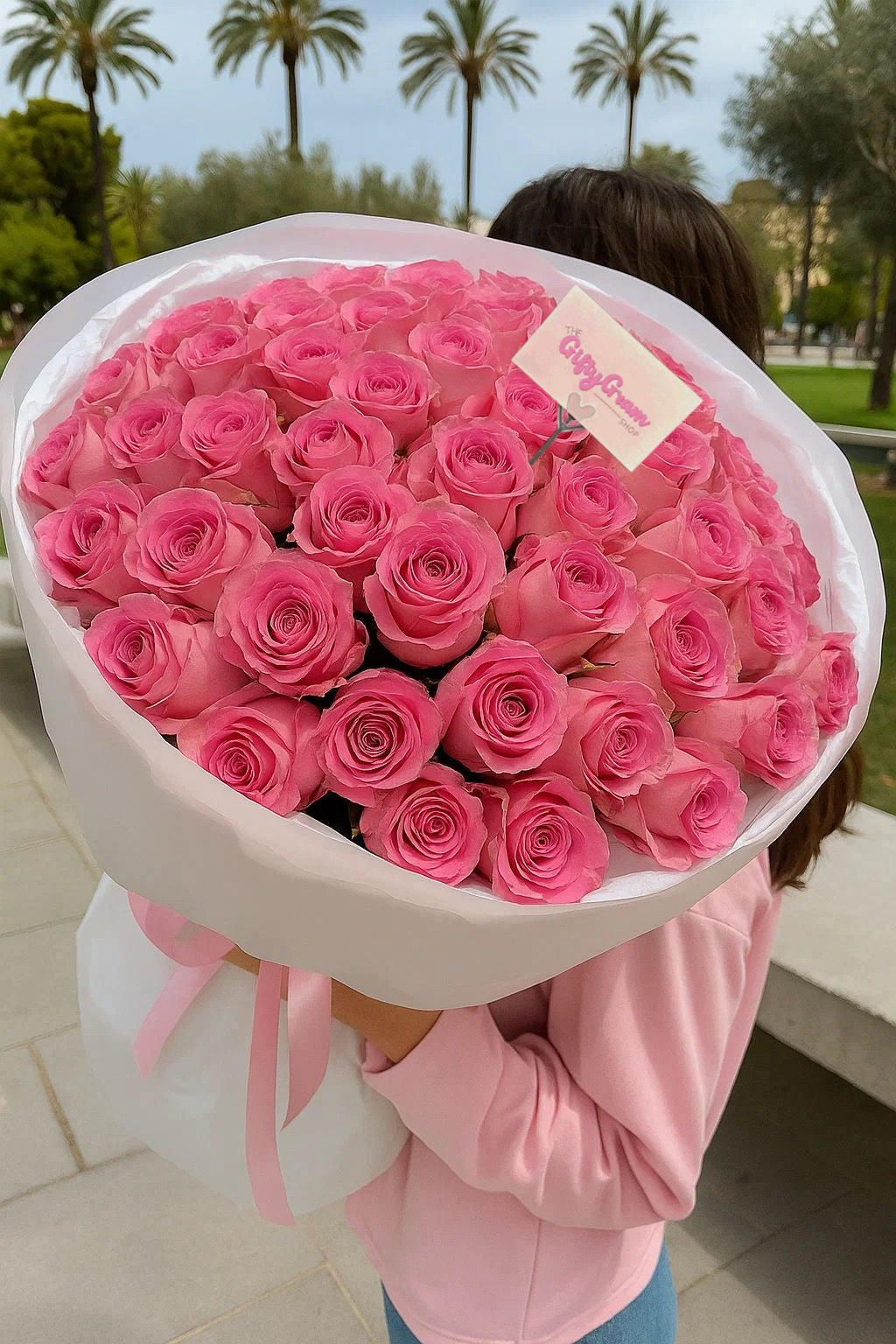 50 premium pink roses