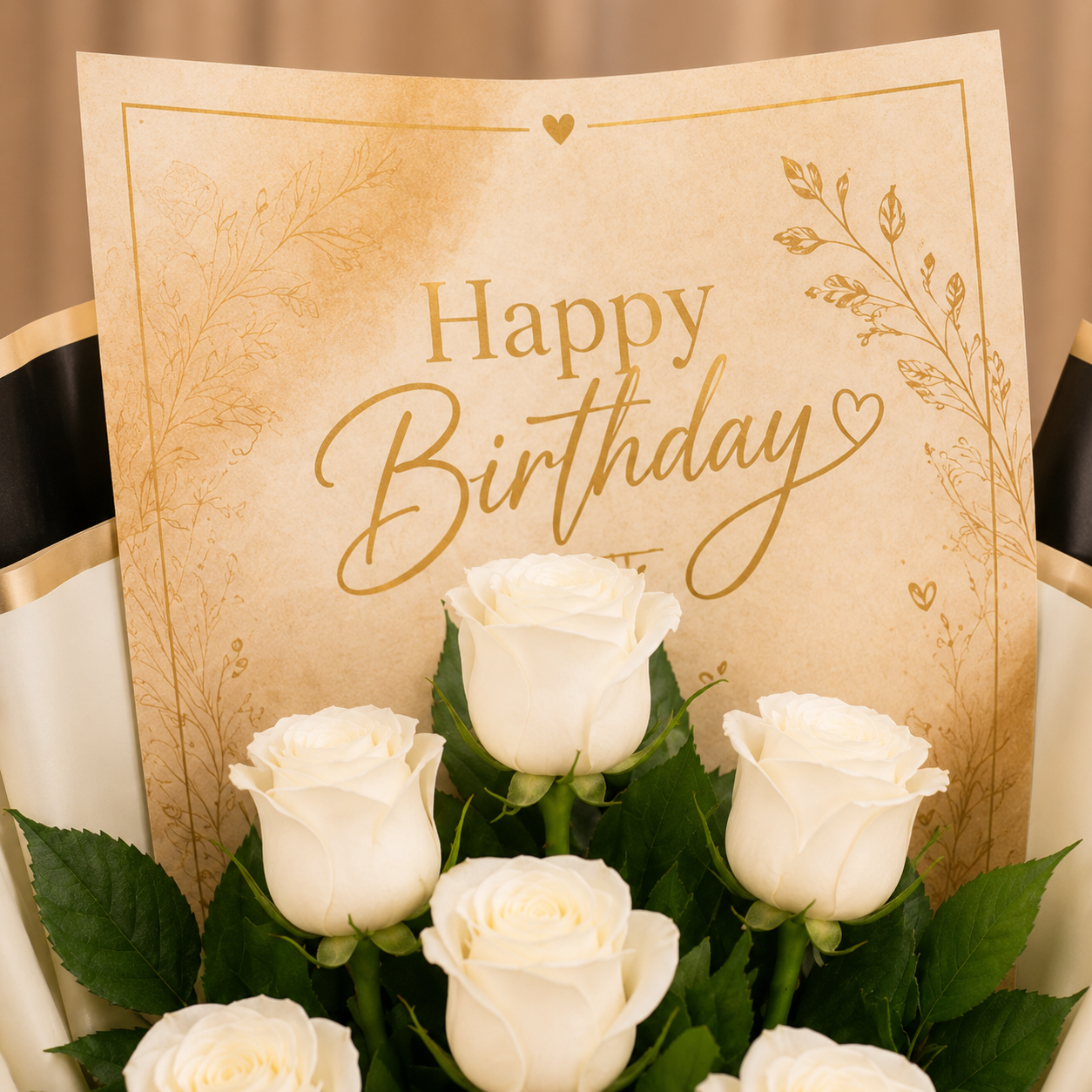 Happy birthday bouquet - 7 White roses