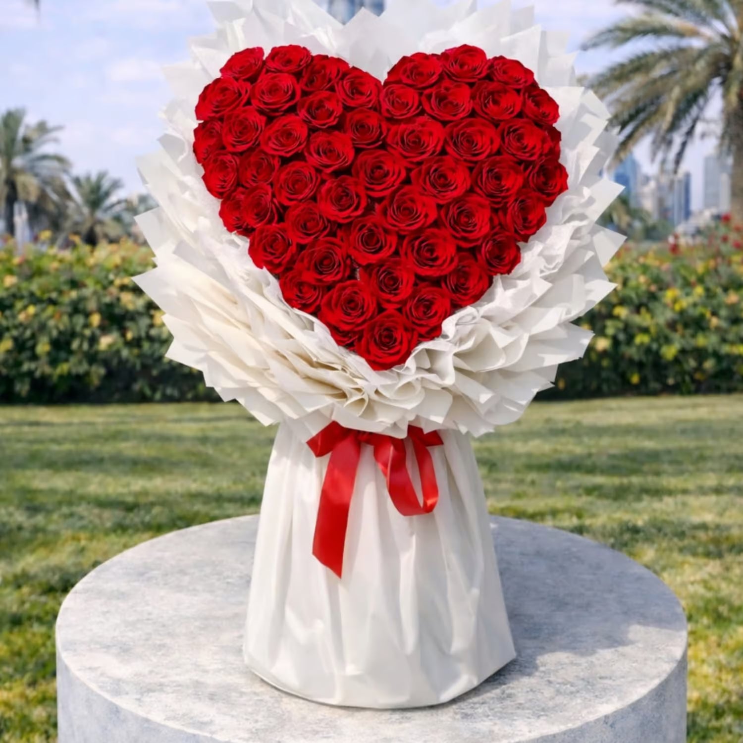 Medium Red Roses Heart Shape Bouquet